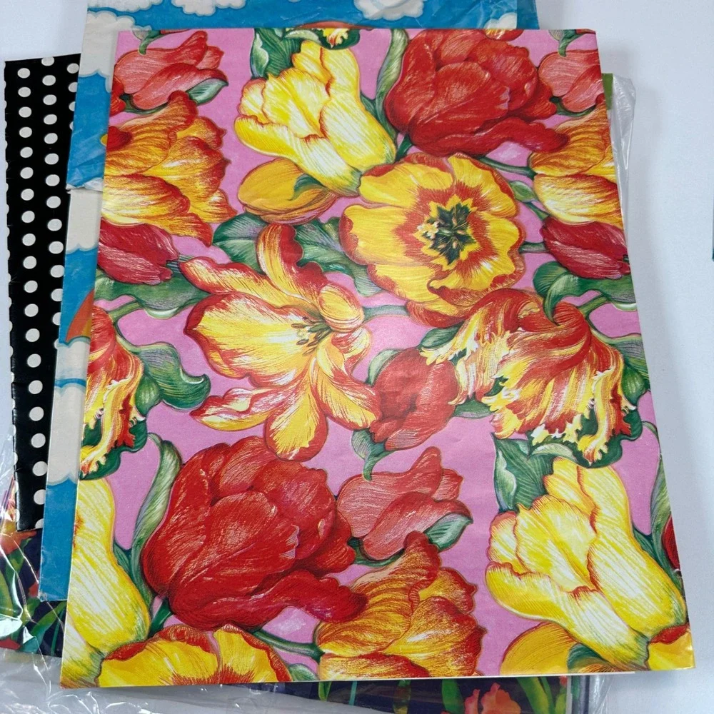 VTG Jessica Stewart The Finishing Touch Assorted Floral Rainbow Gift Wrap Lot OS